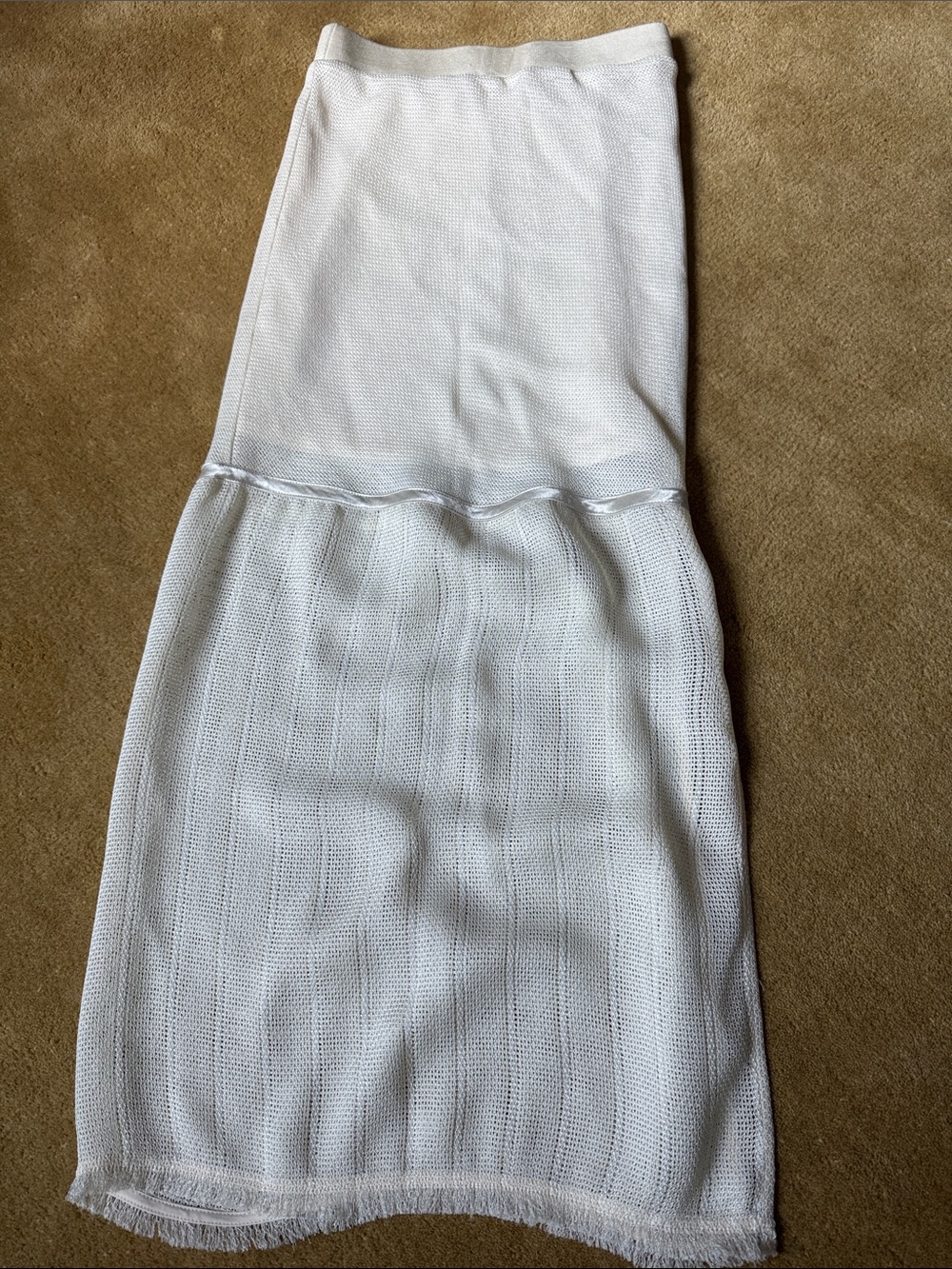Helmut Lang White Two-Tone Midi Pencil Skirt - Picture 14 of 14
